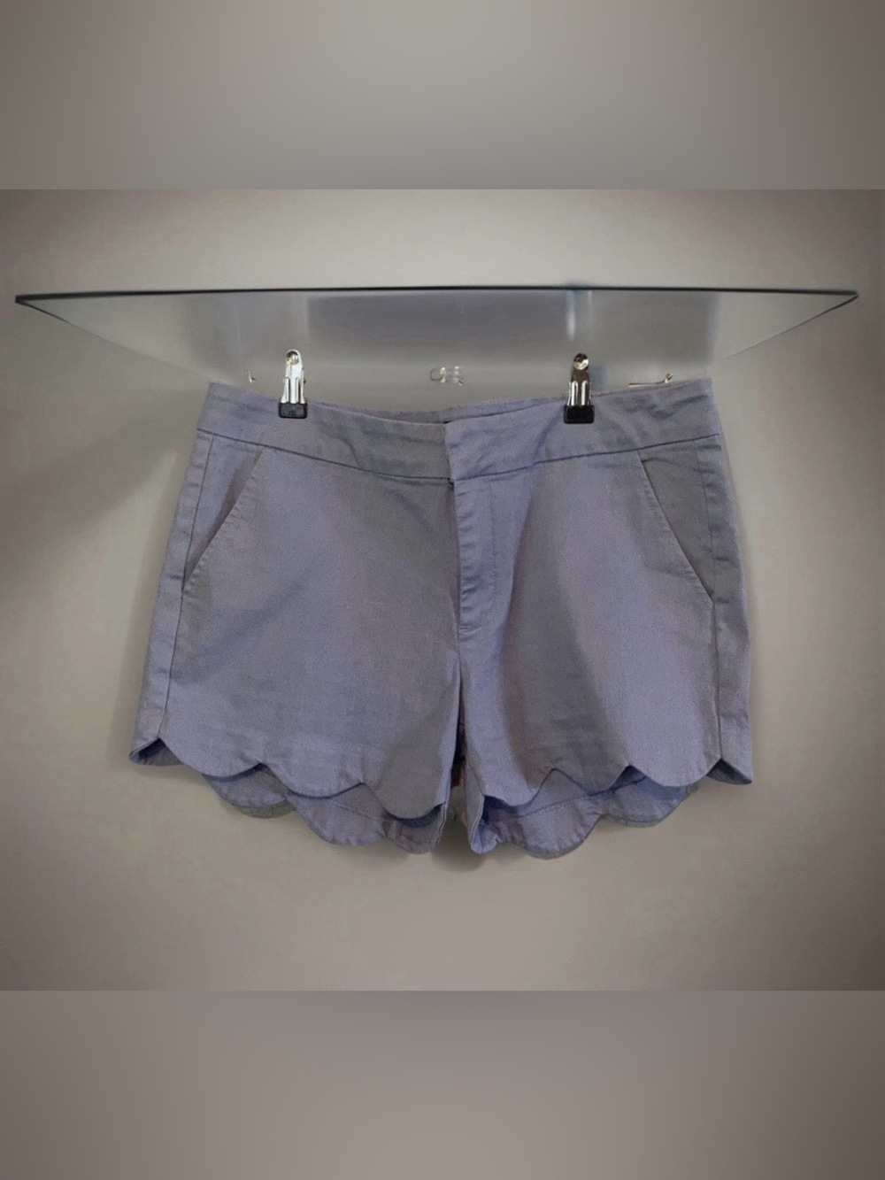 Blue Rain Shorts Womens L Blue Scallop Hem Preppy Resort Coastal